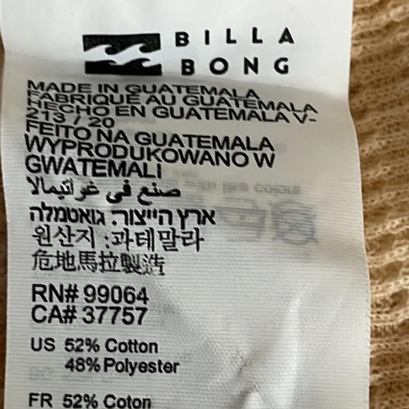 Billabong Any Day Thermal Long Sleeve T Shirt in Raffia - NWOT - Size Small - Picture 7 of 8